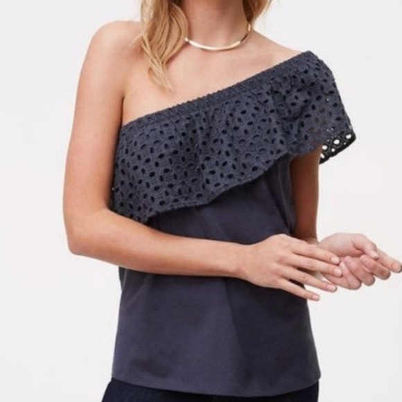 LOFT One Shoulder Eyelet Top - Picture 3 of 5